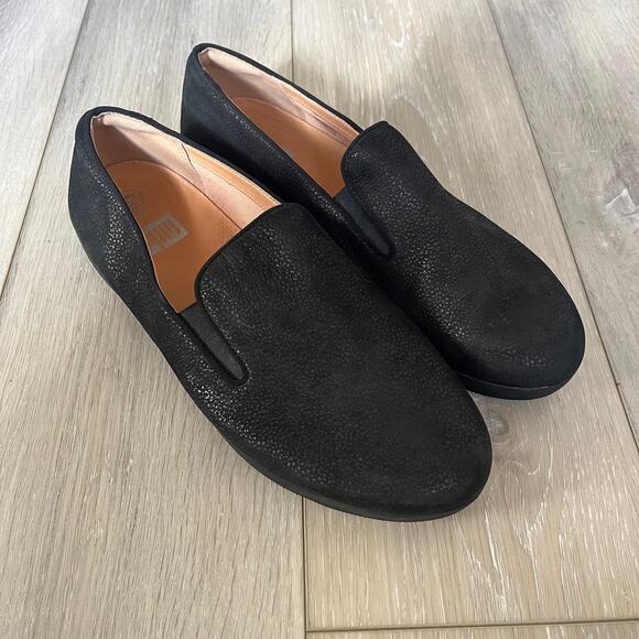 FitFlop Super Skate Women's 11 Slip On Comfort Flat Loafer Black Pebbled - Picture 9 of 9